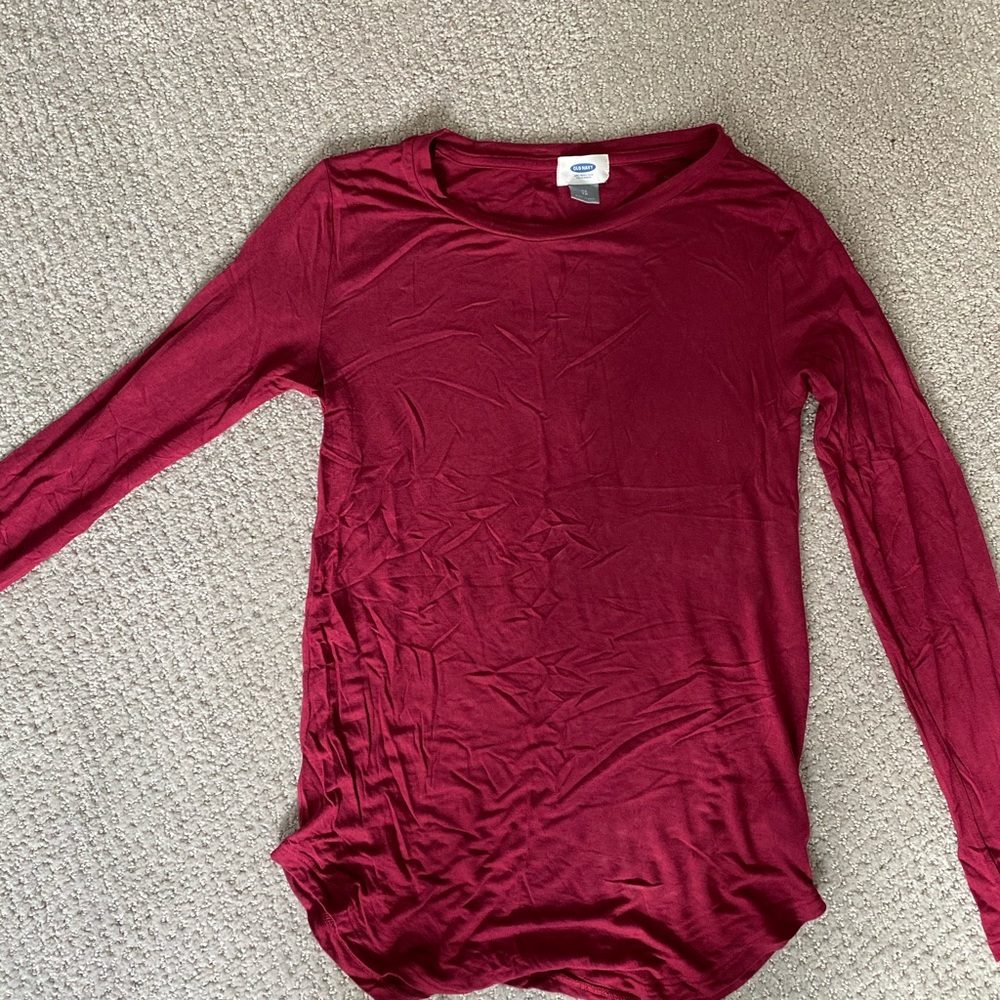 burgundy long sleeve old navy shirt